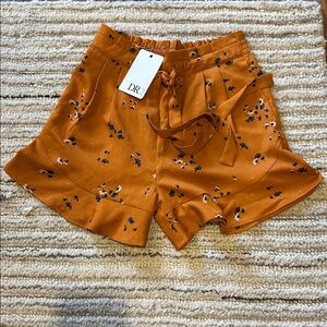DR2 Women's High Waist Rust Floral Shorts